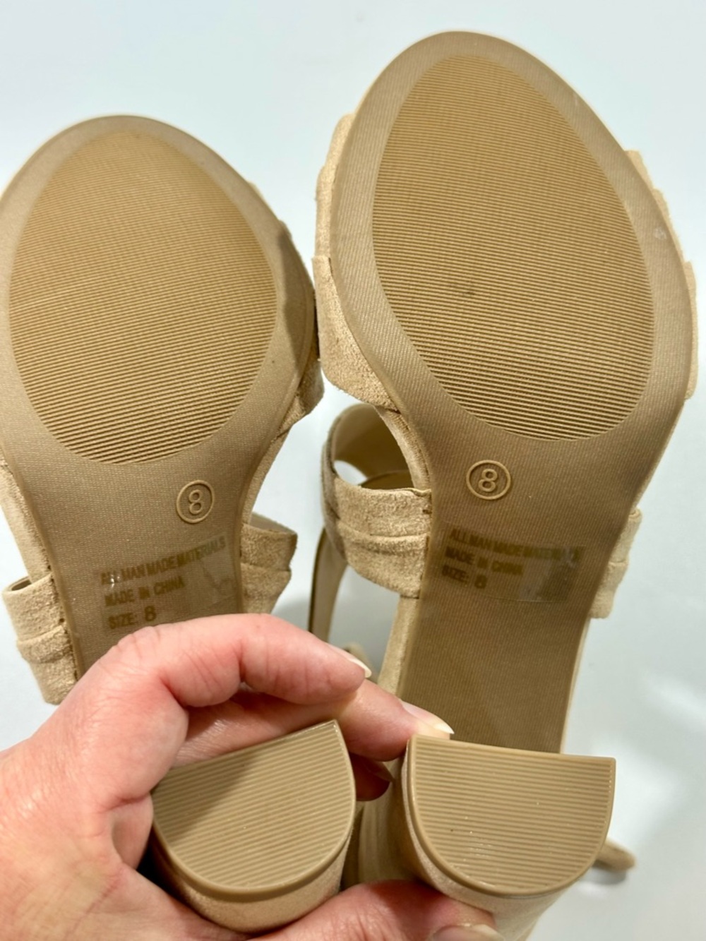 Wild Diva Natural Block Heel Sandals with Ankle Tie 8 New - Picture 9 of 9